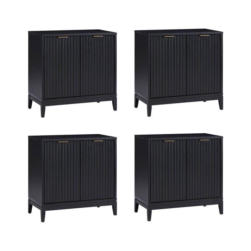 Nathan James Set of 4 Jasper Wood Fluted Console Table with Doors Black