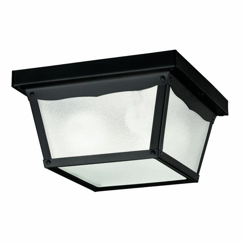 Black Glass 9.25" 2-Light Outdoor Flush Mount Ceiling Fixture