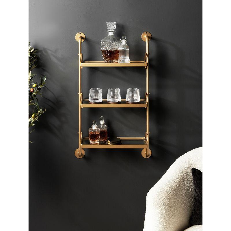 Kate & Laurel All Things Decor 18"x30" Marit Three-Tier Wall Shelf Gold