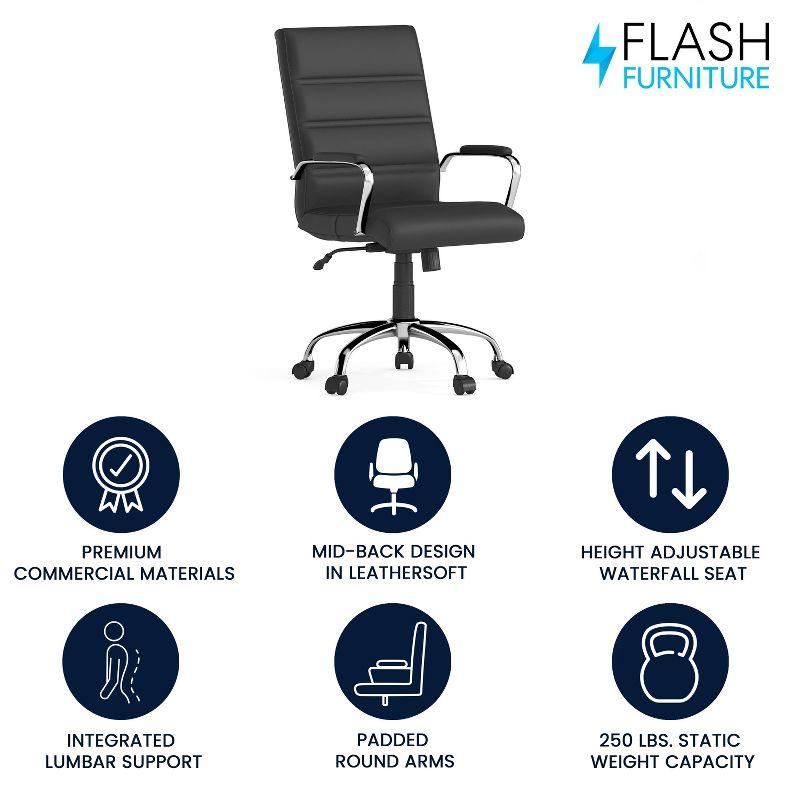 Whitney Ergonomic Upholstered Mid-Back Swivel Office Chair by Flash Furniture
