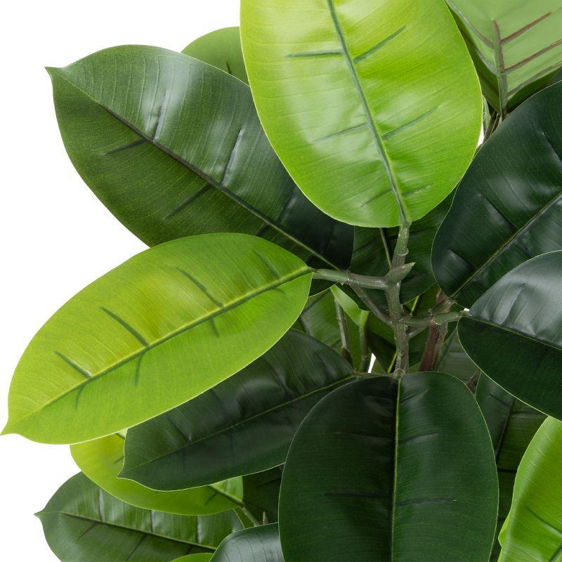Artificial Rubber Plant - 51-Inch Faux Tree with Natural-Feel Leaves - Realistic Potted Indoor Plant for Office or Home Decor by Pure Garden (Green)