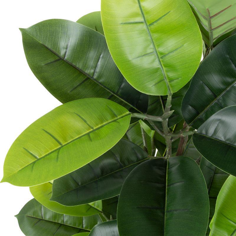 Pure Garden Artificial Rubber Plant 51-Inch Faux Tree with Natural-Feel Leaves