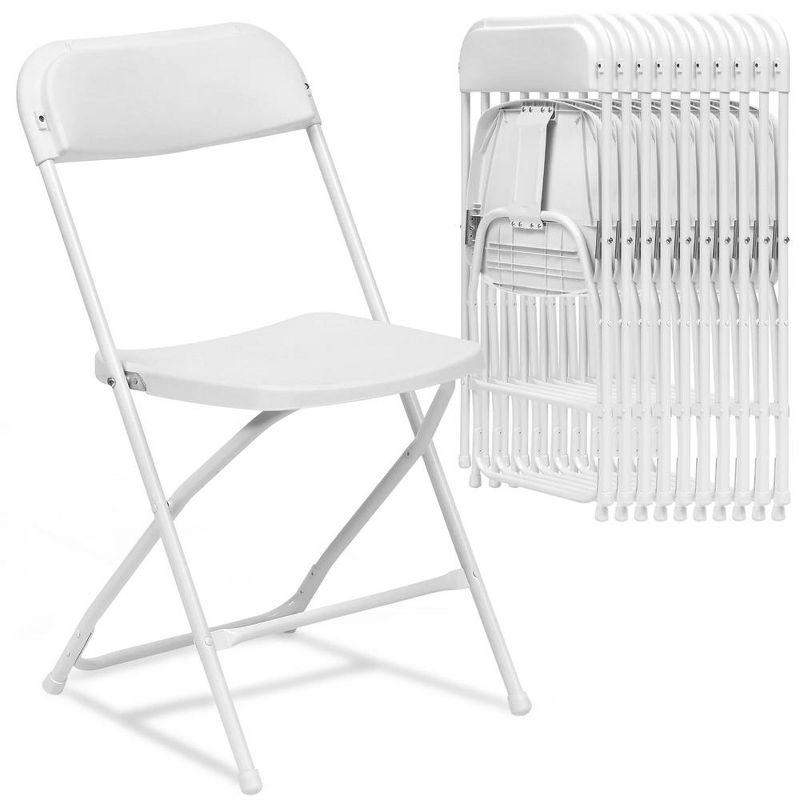 SUGIFT Plastic Folding Chair 350lb Capacity Seat Set of 10, White