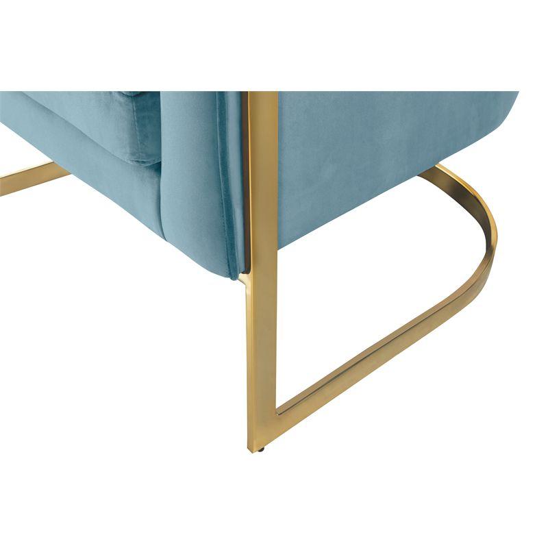 Meridian Furniture Carter Aqua Velvet Accent Chair with Stainless Steel Base