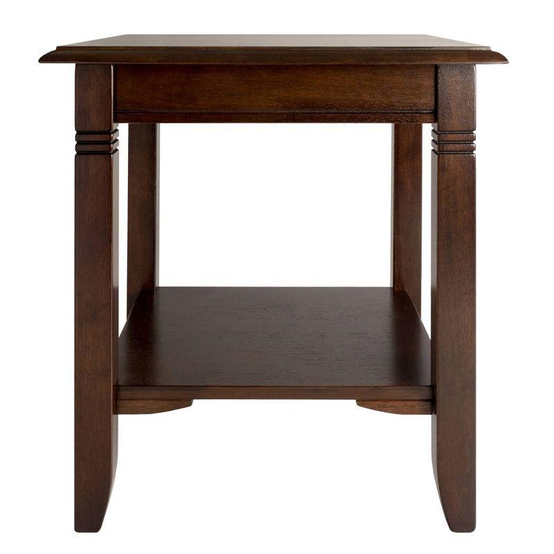 Nolan End Table Cappuccino - Winsome: Solid Wood, Composite, Ribbed Leg Detail, Fixed Shelf