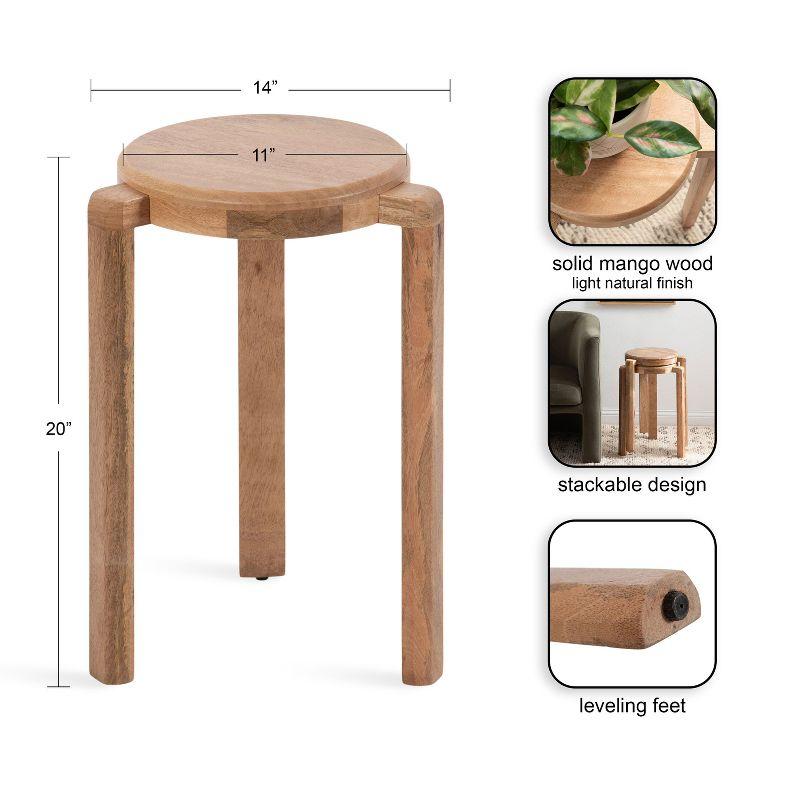 Kate and Laurel Stuart Wood Side Table, 14x14x20, Natural
