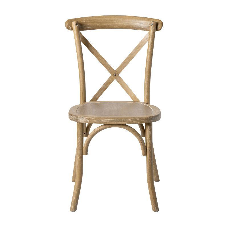 Medium Natural White Grain Cross Back Elmwood Chair Set