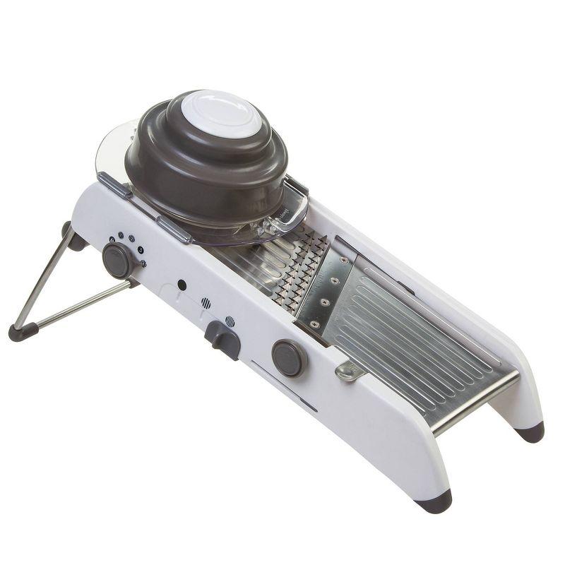 PL8 Professional Mandoline White: Dishwasher-Safe Kitchen Slicer, Stainless Steel Blade, 13.88" Width