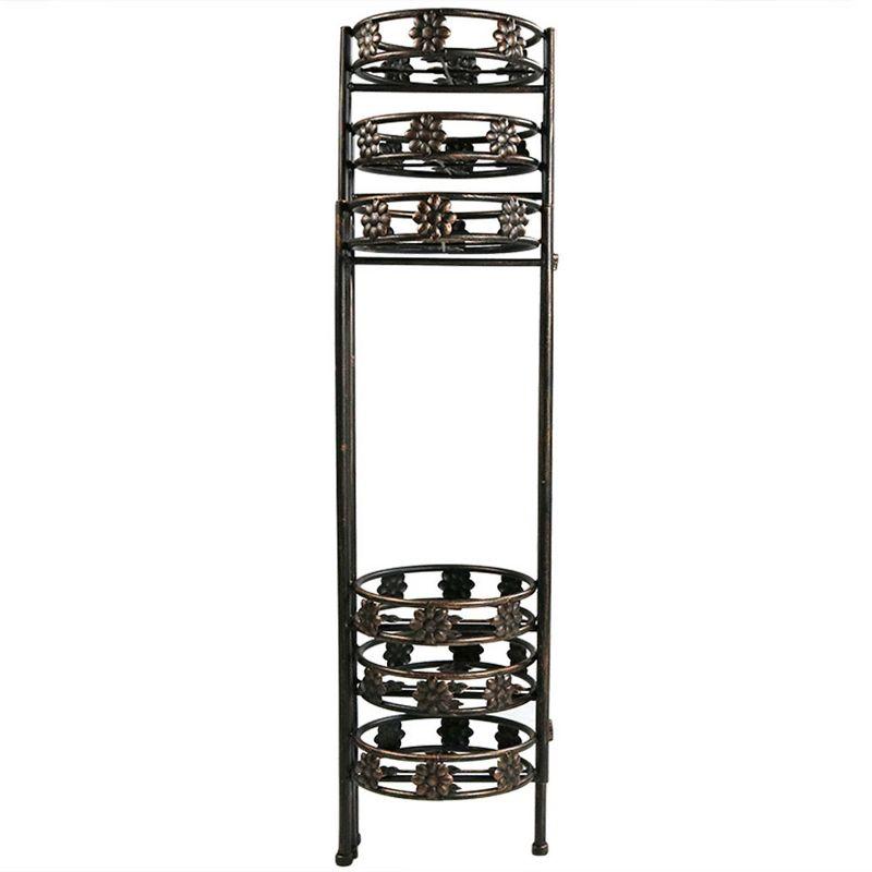 Sunnydaze Indoor/Outdoor Metal Folding Decorative 6-Tiered Potted Flower Plant Stand Display - 45" - Bronze