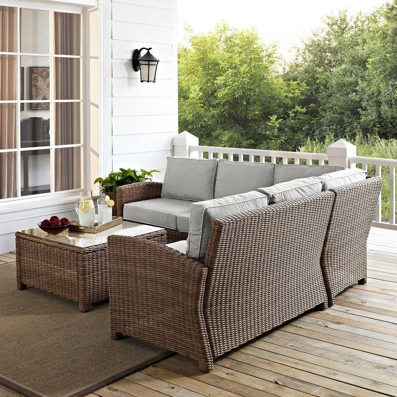 Bradenton 5-Person Gray and Brown Wicker Outdoor Sectional Set