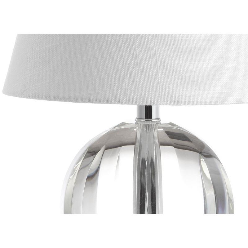 Goddard 16" Clear Crystal Ball LED Table Lamp with White Linen Shade