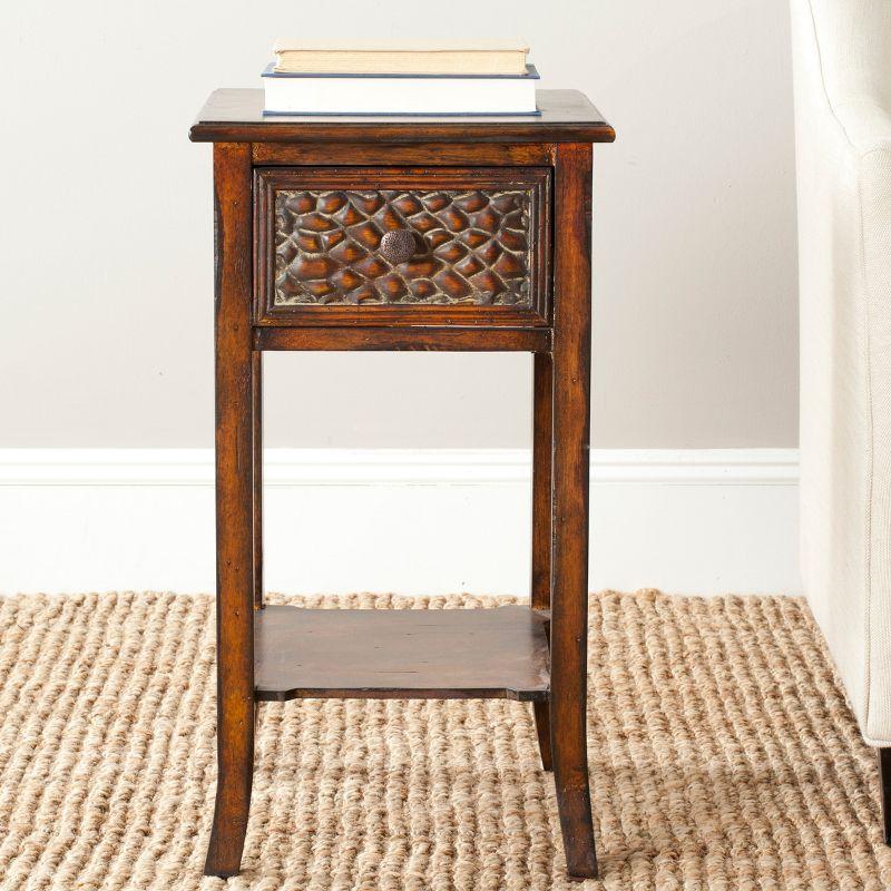 Ernest End Table With Storage Drawer - Dark Brown - Safavieh.