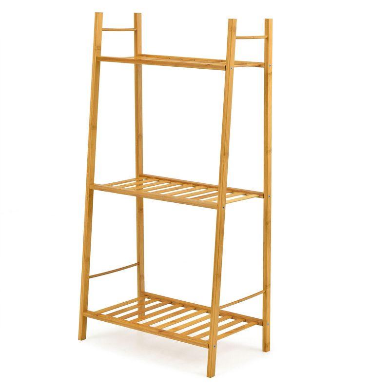 Costway Bamboo Plant Stand 3 Tiers Plant Rack Vertical Tiered Plant Ladder Shelf