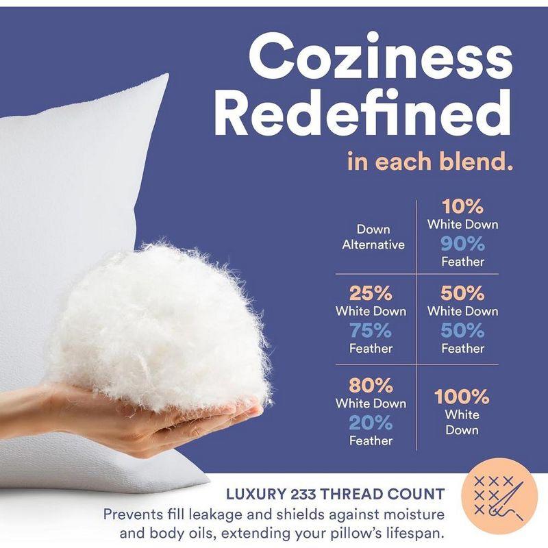 Square White Throw Pillow Insert 2 Pack - 100% Cotton Cover, Microfiber Down Alternative Fill, Multiple Sizes (Set of 2)