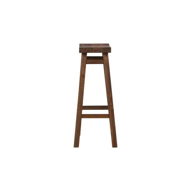 Set of 2 29" Wire-Brush Finish Backless Saddle Barstools Chestnut - Boraam: Solid Acacia, Footrests