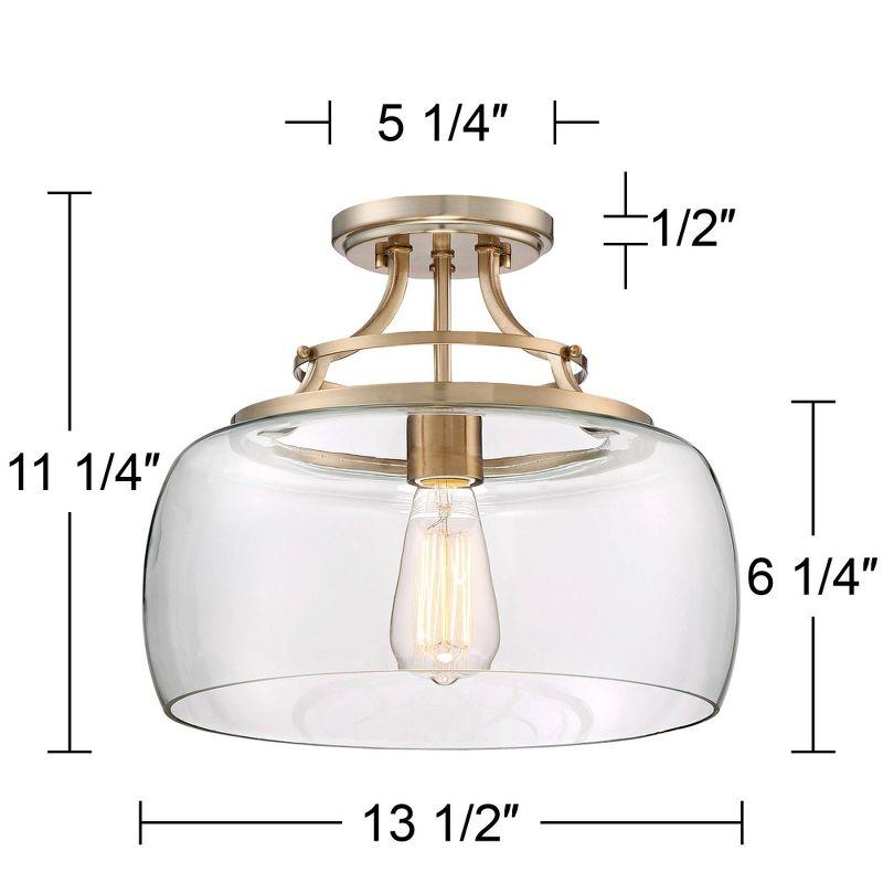 Charleston Brass and Clear Glass Drum Semi Flush Mount