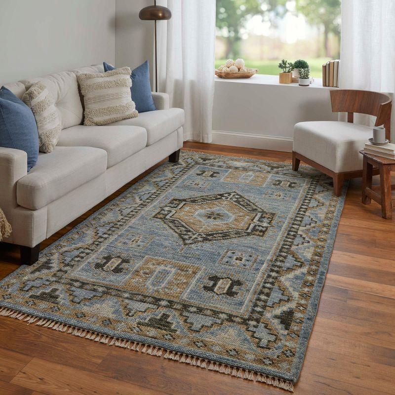 Hand-Knotted Blue Wool Traditional Medallion Area Rug 3' x 5'