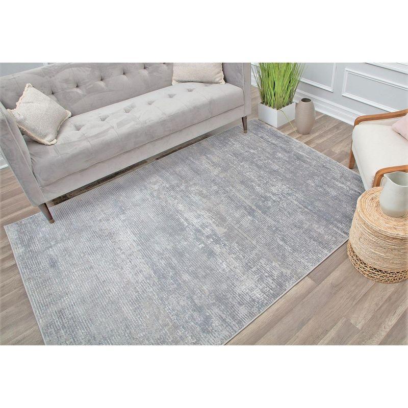 Gray Abstract 5' x 7' Stain-Resistant Synthetic Area Rug