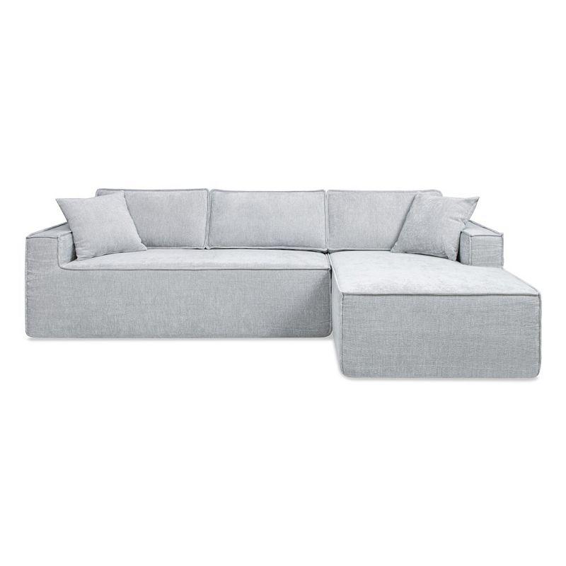 Brenley Ash Gray Chenille 110.5" Pillow Back Sectional Sofa