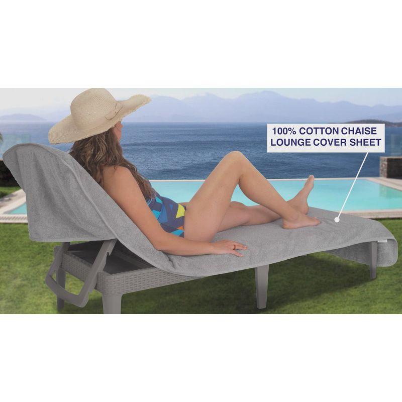 American Soft Linen Chaise Lounge Covers with Pocket, 86"x32" Oversized Pool Chair Lounge Towel, Rockridge Gray