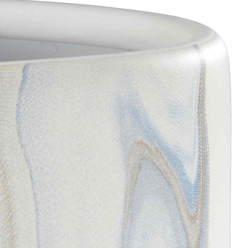 Avanti Waves Blue and White Marble Wastebasket