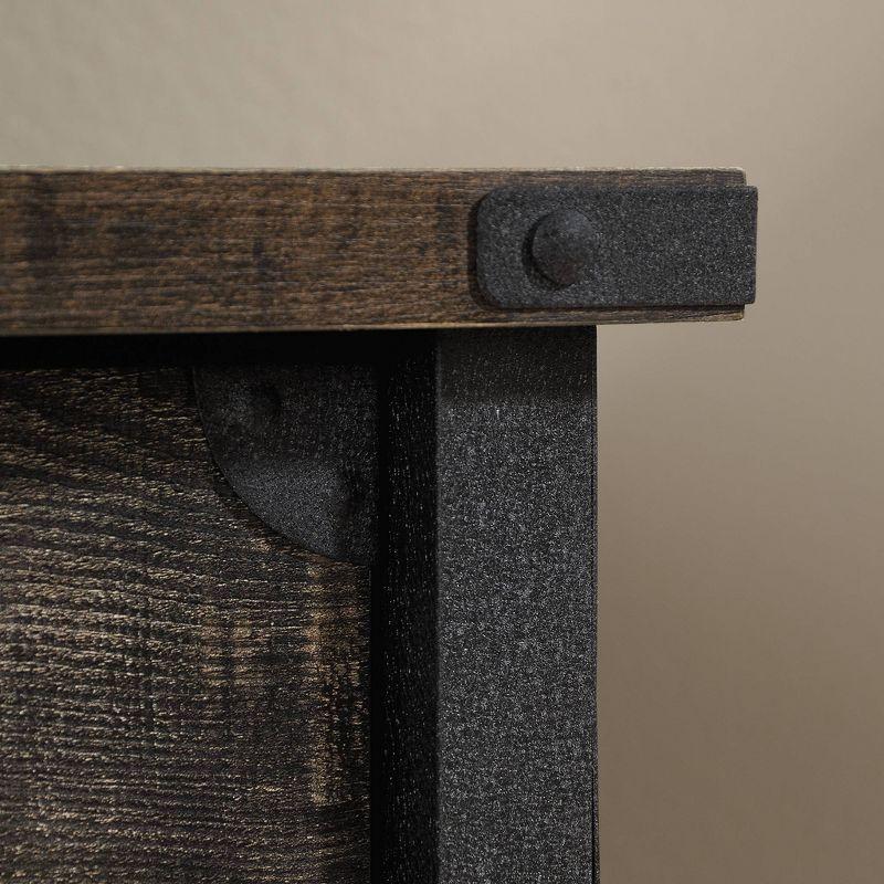 Steel River TV Stand for TVs up to 55" Brown - Sauder: Industrial Style, Open Shelving, Metal Frame