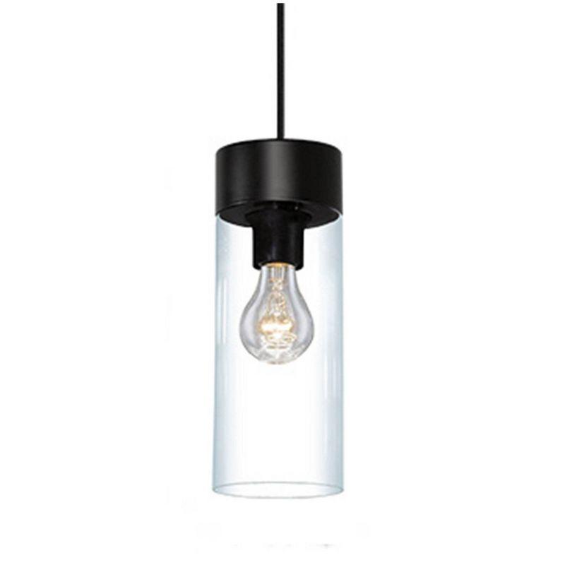 1-Light Cylindrical Glass Montey Pendant Matte Black/Clear - EGLO