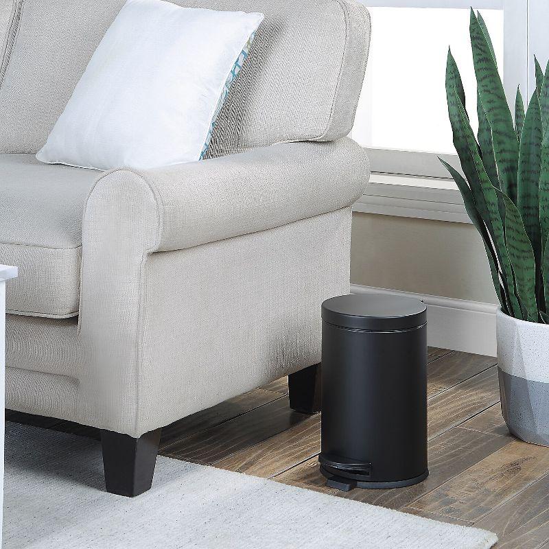 SunnyPoint Round Trash Can with Plastic Inner Bucket 1.2 Gallon Black (YH-TCAN-BLK)