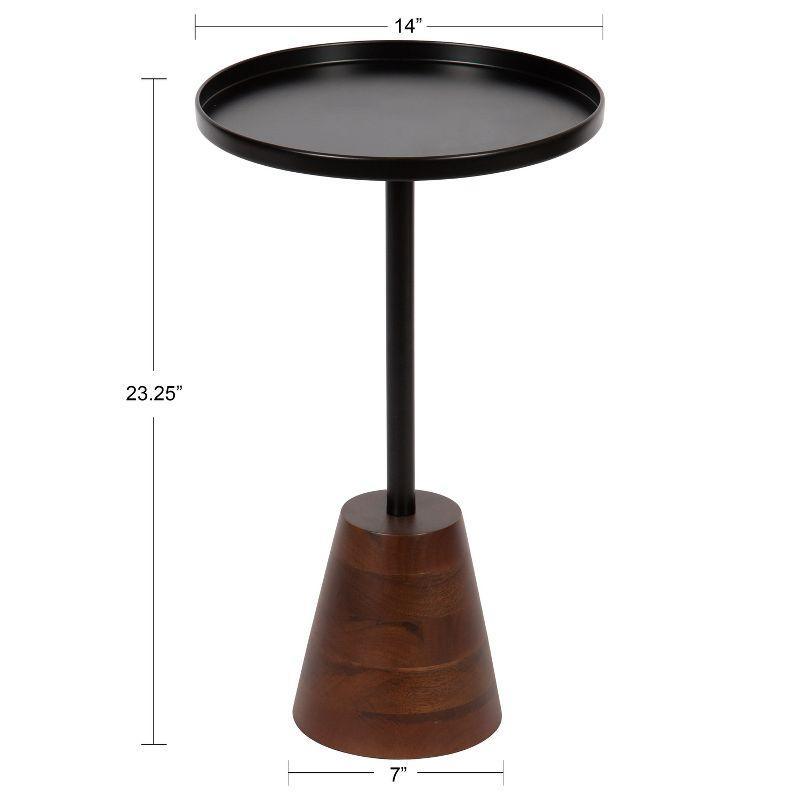 Tira Handcrafted Round Side Table in Black and Walnut Brown