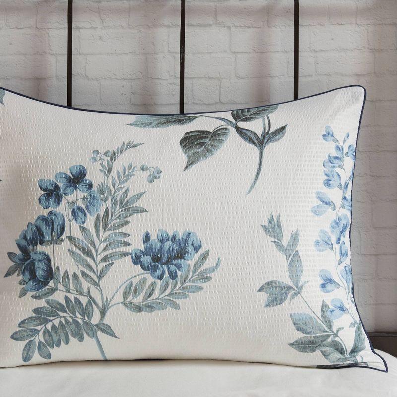 Zennia 7 Piece Seersucker Floral Comforter Set with Throw Blanket