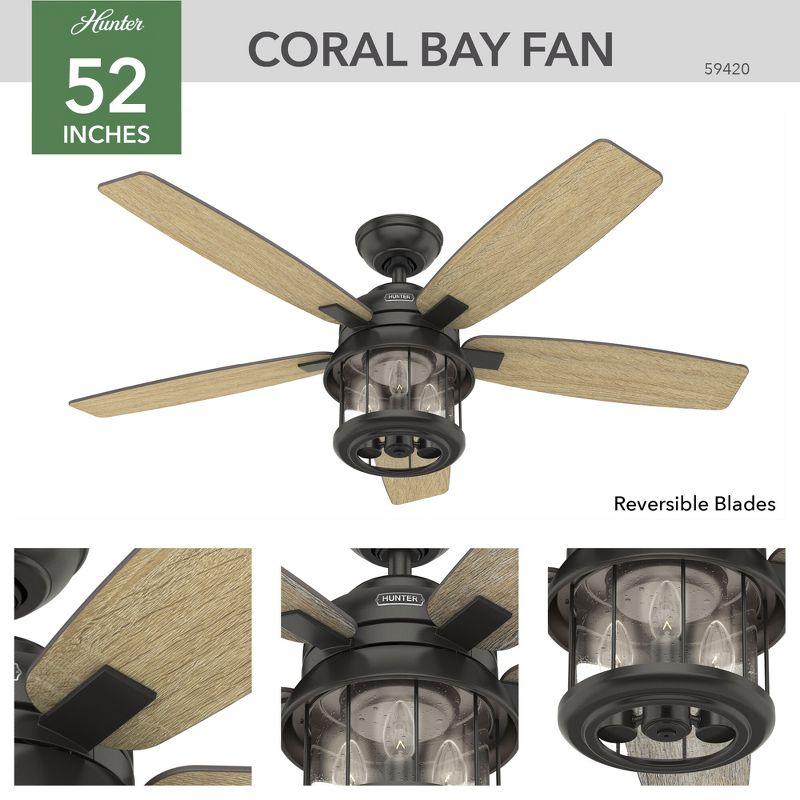 Hunter Fan 52" Coral Bay 5 - Blade Outdoor Standard Ceiling Fan with Remote Control and Light Kit Included
