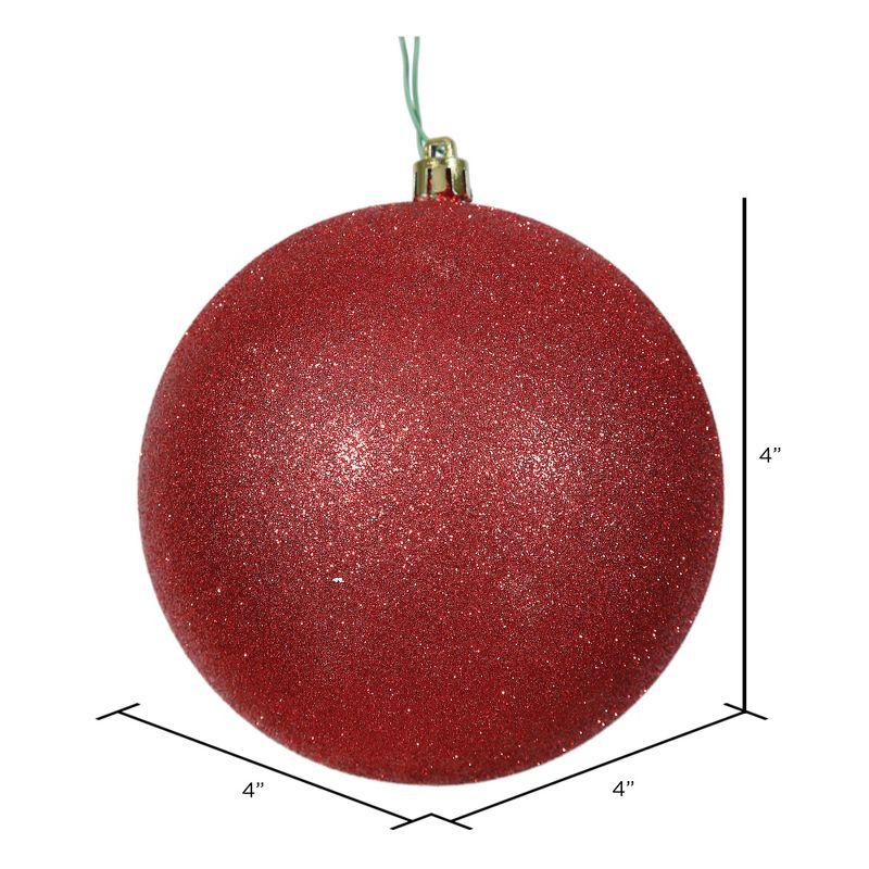 Red Glitter Shatterproof Plastic Christmas Ball Ornaments Set