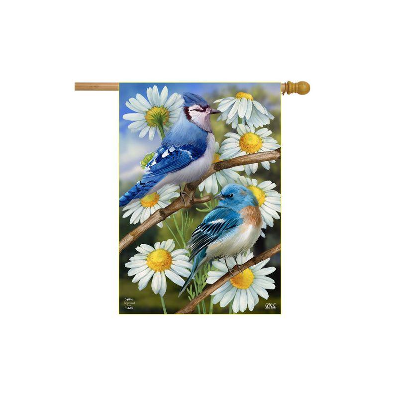 Briarwood Lane Spring House Flag 40x28 For Outdoor Birds and Daisies For Spring House Flag