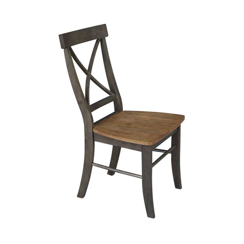 Set of 2 X Back Chairs with Wood Seat Hickory Brown - International Concepts