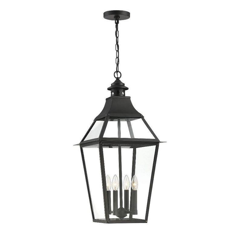 Jackson Matte Black and Gold 4-Light Outdoor Hanging Lantern