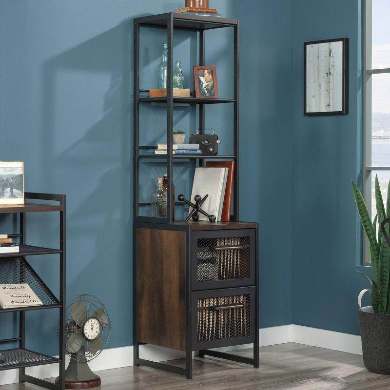 Sauder Briarbrook File Pedestal Tower Barrel Oak: 2 Drawers, Adjustable Shelves, MDF & Metal