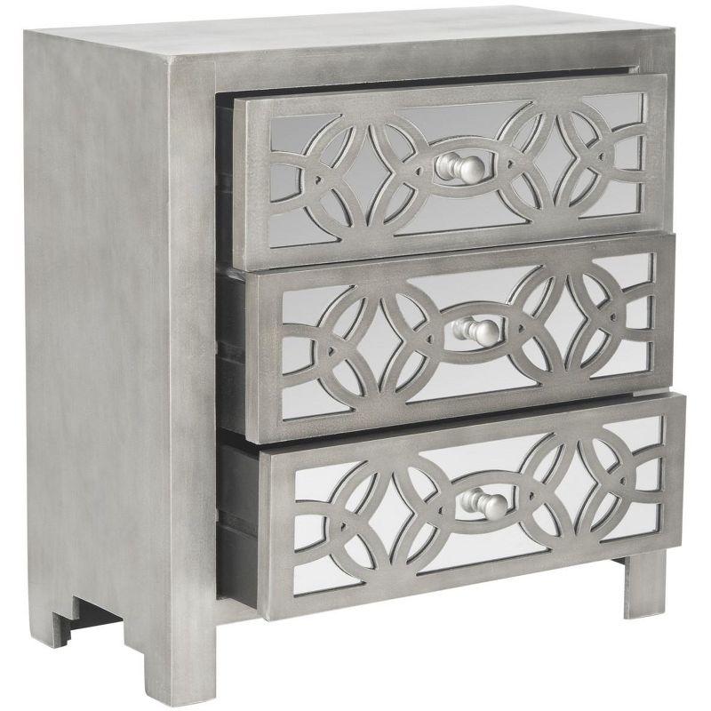 Transitional Tasha Mirrored 3-Drawer Chest in Soft Grey