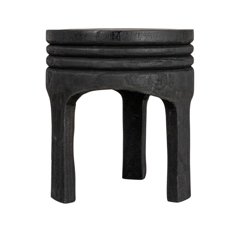 Storied Home Wood Carved Accent Table Matte Black