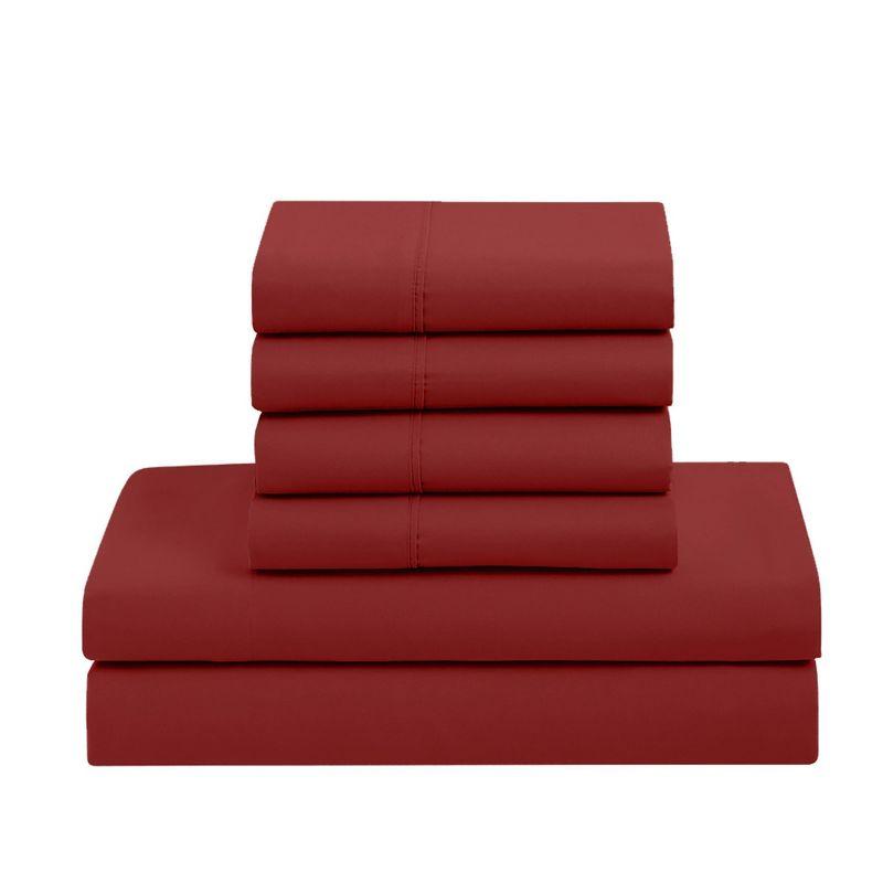Bed-in-A-Bag Solid Color Comforter & Sheet Set Soft All Season Bedding, King, Red