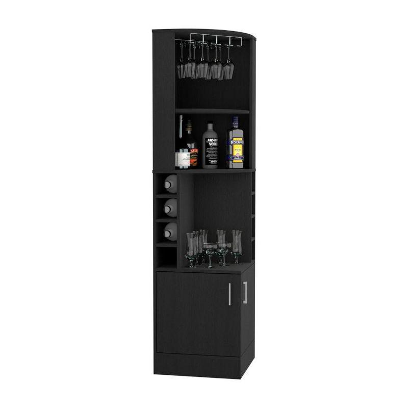 Depot E-Shop Corner Bar Cabinet, Double Door Cabinet, Glass Rack, Eight Built-in Wine Rack