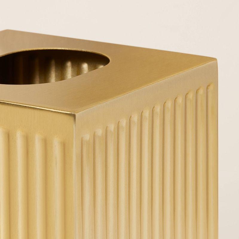 Fluted Brass Bathroom Tissue Box Cover Antique Finish - Hearth & Hand™ with Magnolia