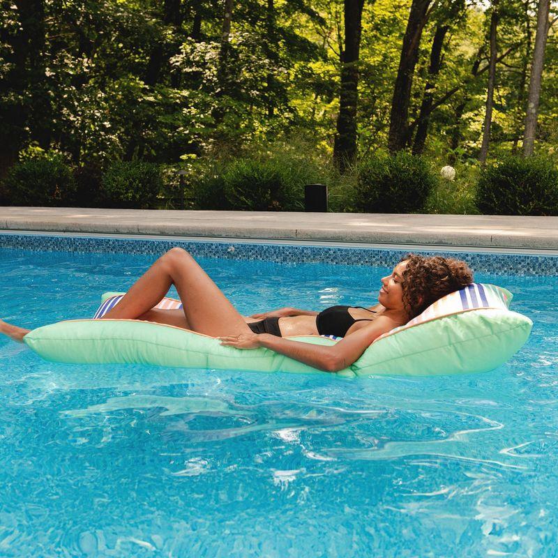 Big Joe Kona Pool Float, Rivera Stripe Turqoise, Doubled-Sided Mesh, Quick Draining Fabric, No Inflation Needed