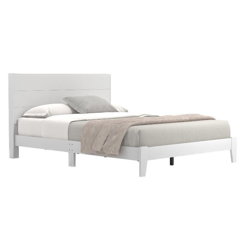 Galano Layton Wood Frame Queen Platform Bed with Headboard in Knotty Oak, Dusty Gray Oak, White, Black, Oslo Oak, Concrete Gray, Amber Walnut