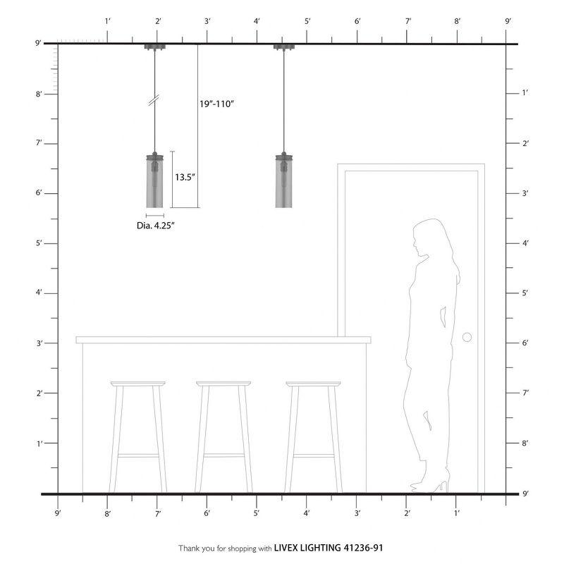 Livex Lighting Art Glass 1 - Light Pendant in  Brushed Nickel