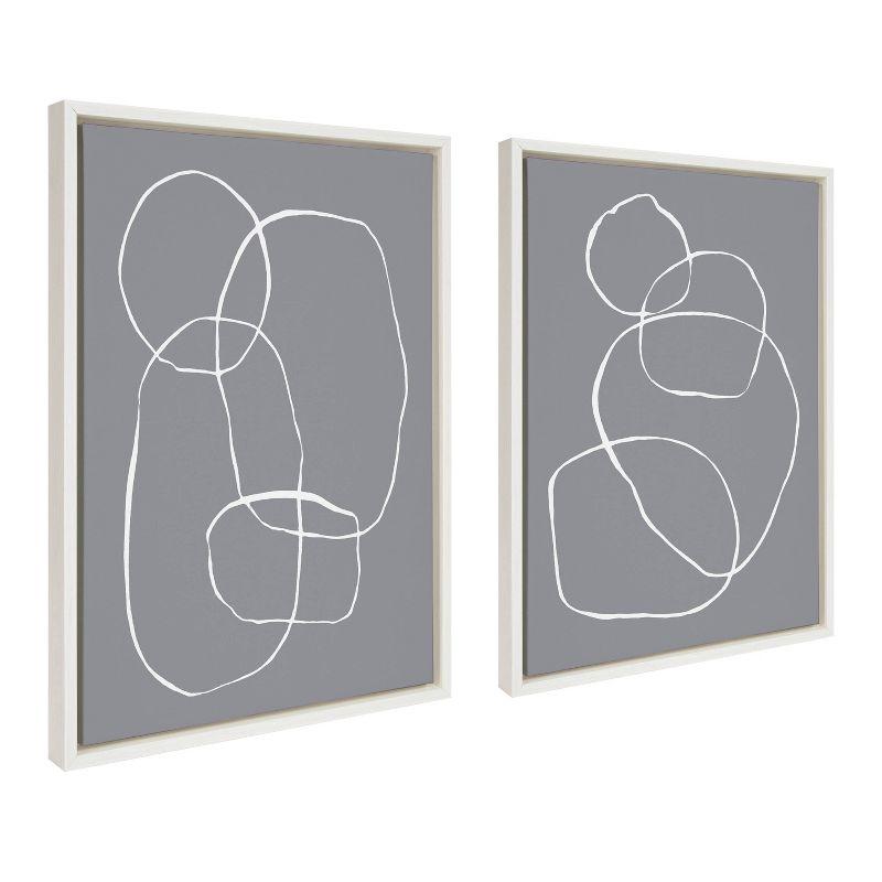 (Set of 2) 18" x 24" Sylvie Gray Going in Circles Framed Wall Canvas Set by Teju Reval - Kate & Laurel All Things Decor