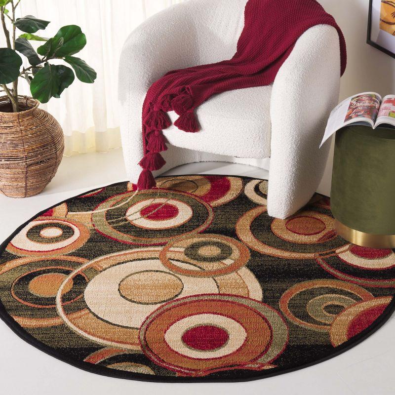 Lyndhurst LNH225 Power Loomed Area Rug - Black/Multi - 7' Round - Safavieh