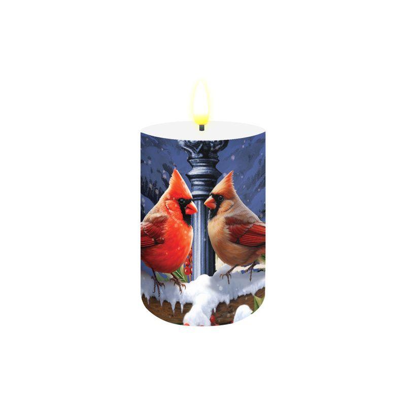 Briarwood Lane Winter Flameless Candle 6x3 Winter Glow Cardinals Flameless Candle with Timer for Winter