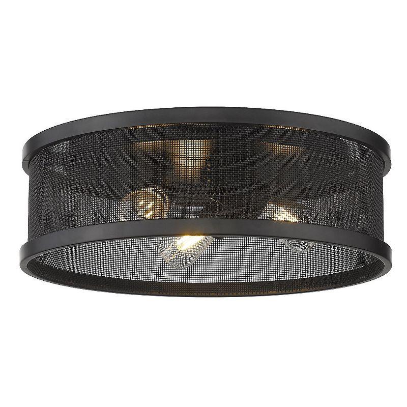 Matte Black Glass Drum Indoor/Outdoor Flush Mount