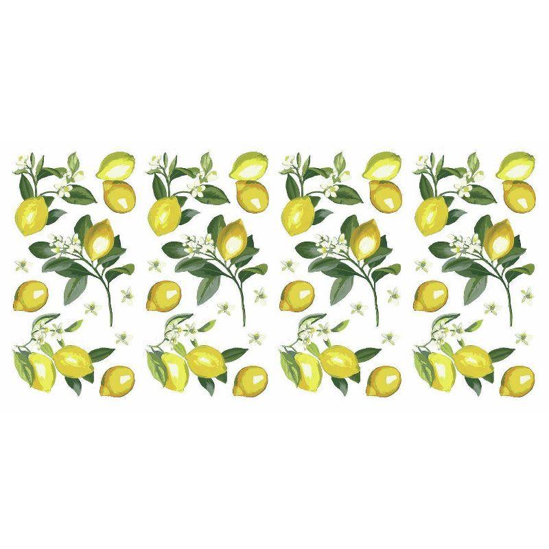 Lemon Peel and Stick Giant Wall Decals with Green Leaves