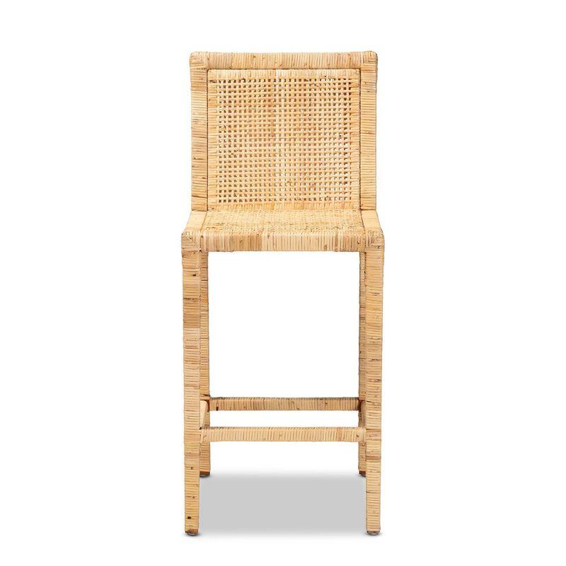 Sofia Handmade Natural Wood and Rattan 41" Counter Stool